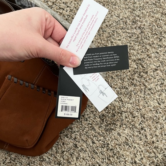 NWT Tignanello Genuine Leather Suede Cognac Hobo Bag - Picture 8 of 10